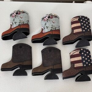 Floral and Flag Boot Shaped  can holders